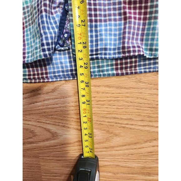 Au Noir Long Sleeves Shirt Size 4 Squared Pattern Pre-Owned - Picture 6 of 8